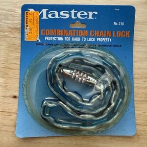NOS Vintage Deluxe Master Combination Chain Bike Lock 36" Vinyl Coated Chain